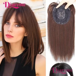 Topper Hair Piece Invisible Seamless Long Straight Wig with Bangs Head Overhead Natural Invisible Replacement Cover White Hair