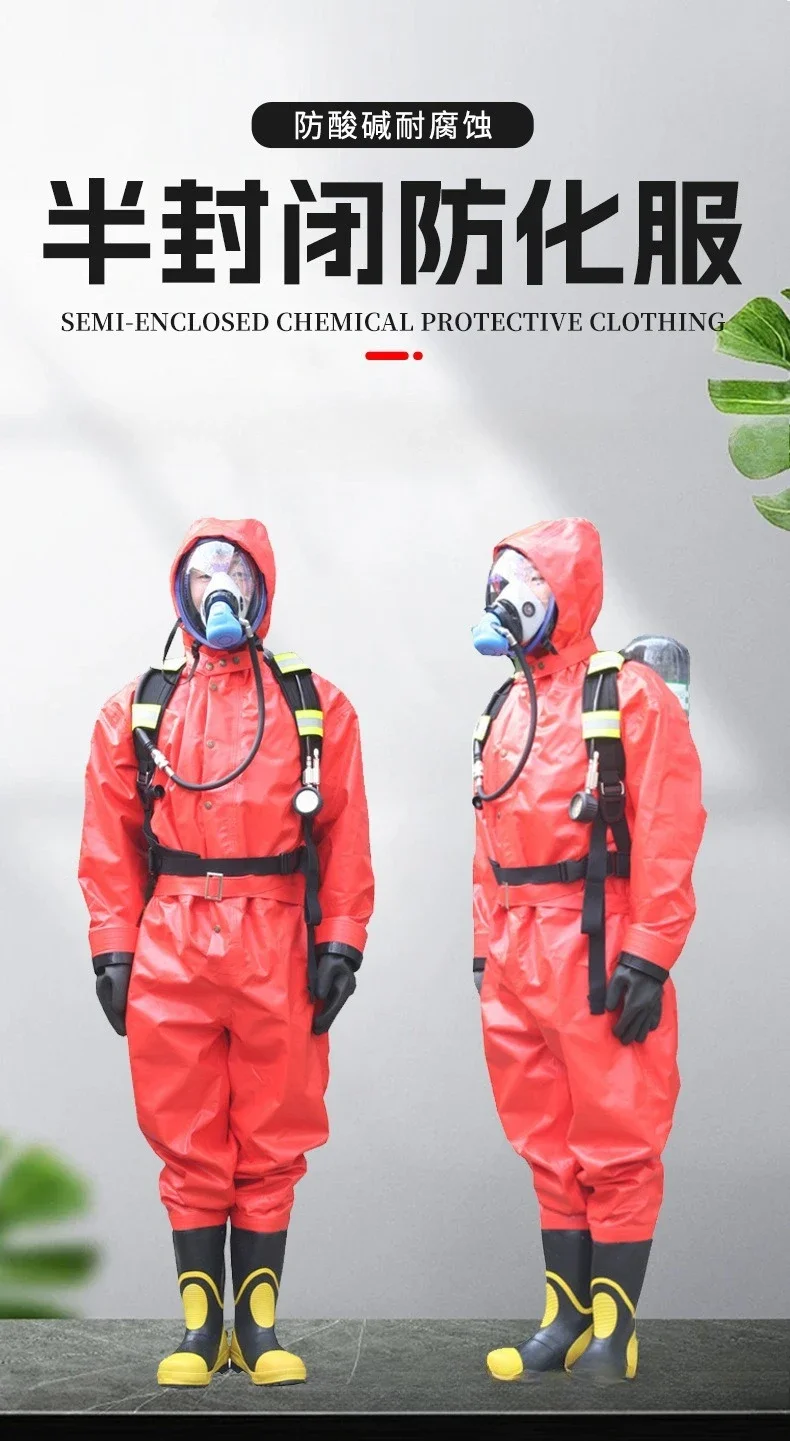 ملابس كيميائية مقاومة للأحماض والقلويات الخفيفة، مقاومة تآكل الأمونيا في حالات الطوارئ شبه مغلقة #5