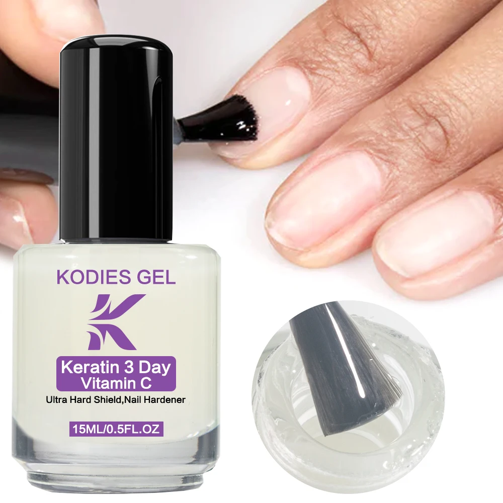 KODIES GEL 3 Day Nail Growth Strengthener Vitamin C Quick Drying Nail Hardener Polish Bright Oil Base Coat Repair Damaged Nails