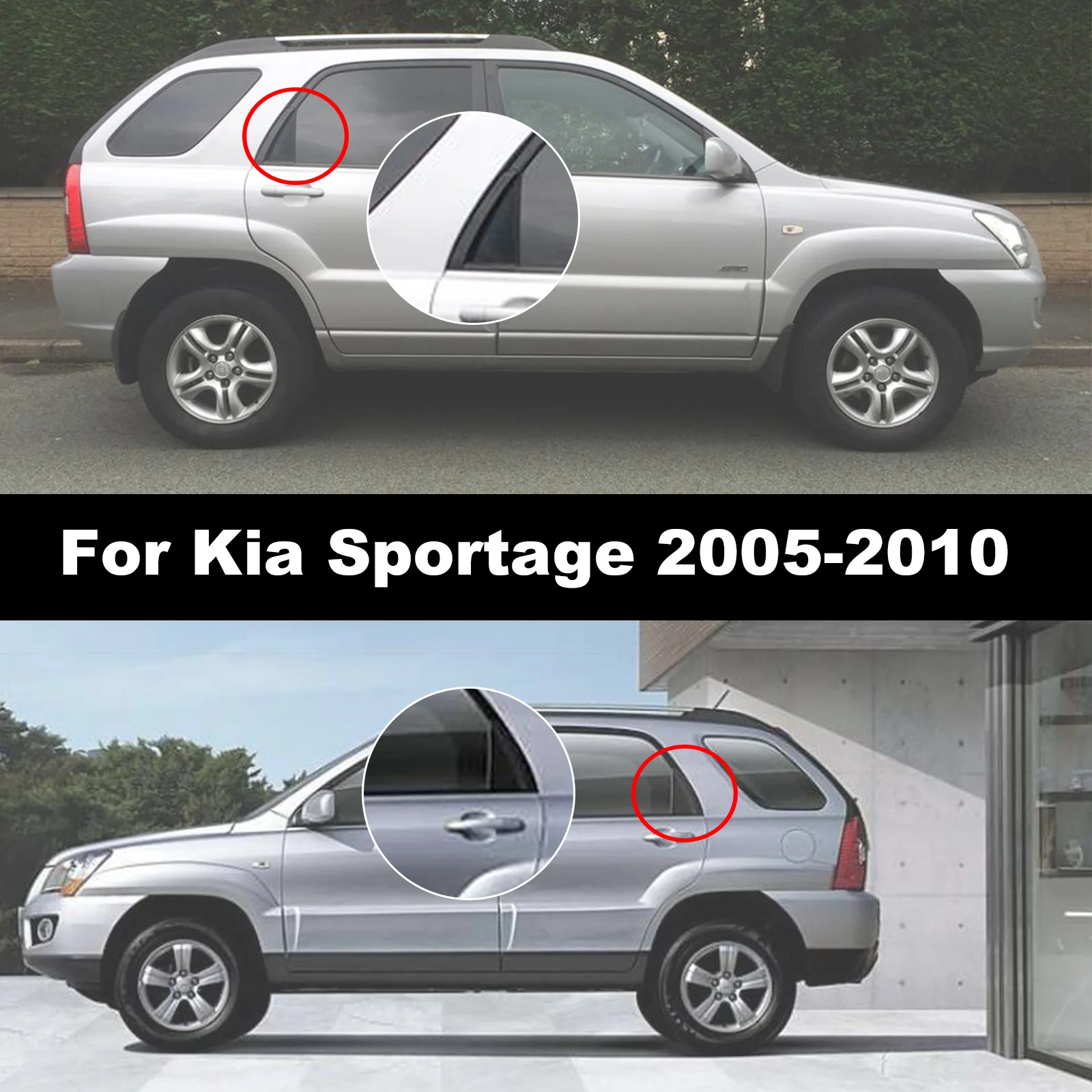 Car Rear Left Right Both Black Door Outside Delta C Pillar Molding Triangle For Kia Sportage 2005- 2010 83830-1F001 83840-1F001