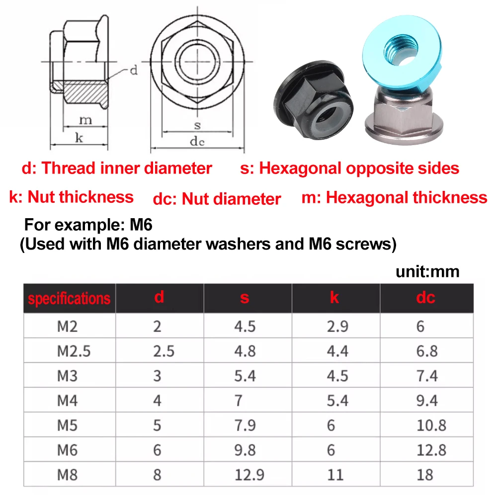 شفة النايلون إدراج الذاتي قفل قفل المكسرات موتور المسمار المكسرات سبائك الألومنيوم CW CCW ل RC FPV سباق الطائرة بدون طيار M2 M2.5 M3 M4 M5 M6 M8