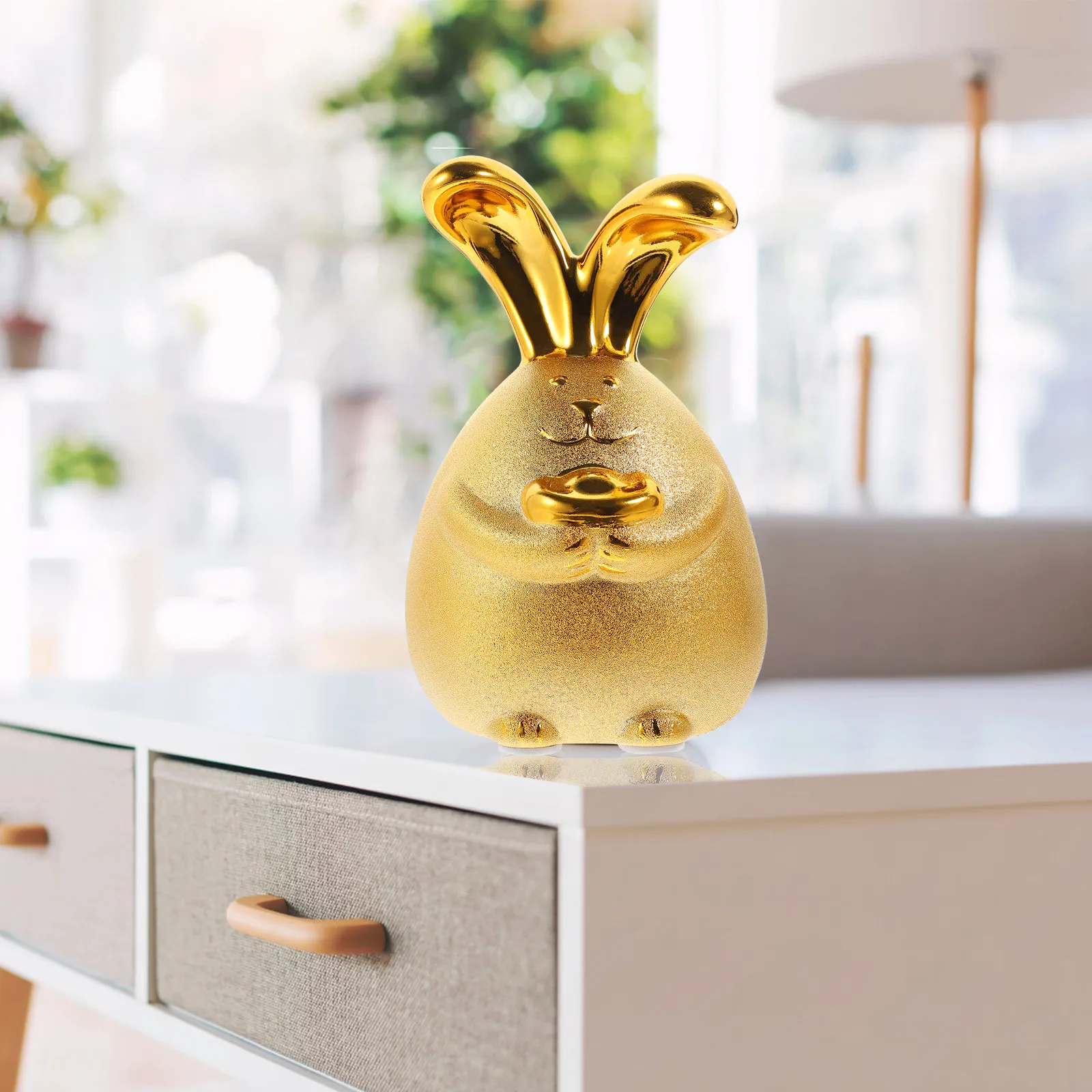 

Adorable Rabbit Piggy Bank for Children's Savings Lovely Cartoon Money Jar Desktop Bunny Decor Year of The Rabbit Gift