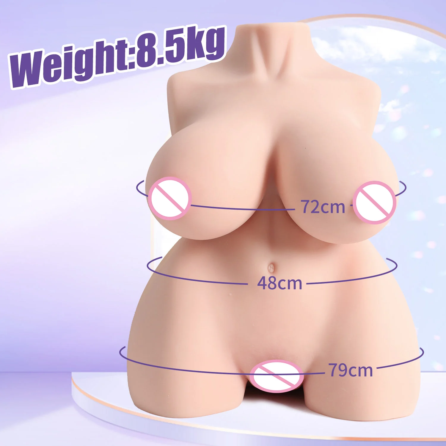 남성용 진짜 같은 몸통 섹스 인형, 관통 가능한 꽃 모양, 젖꼭지 질, 항문 자위, 섹스 토이, 4 홀 자위기