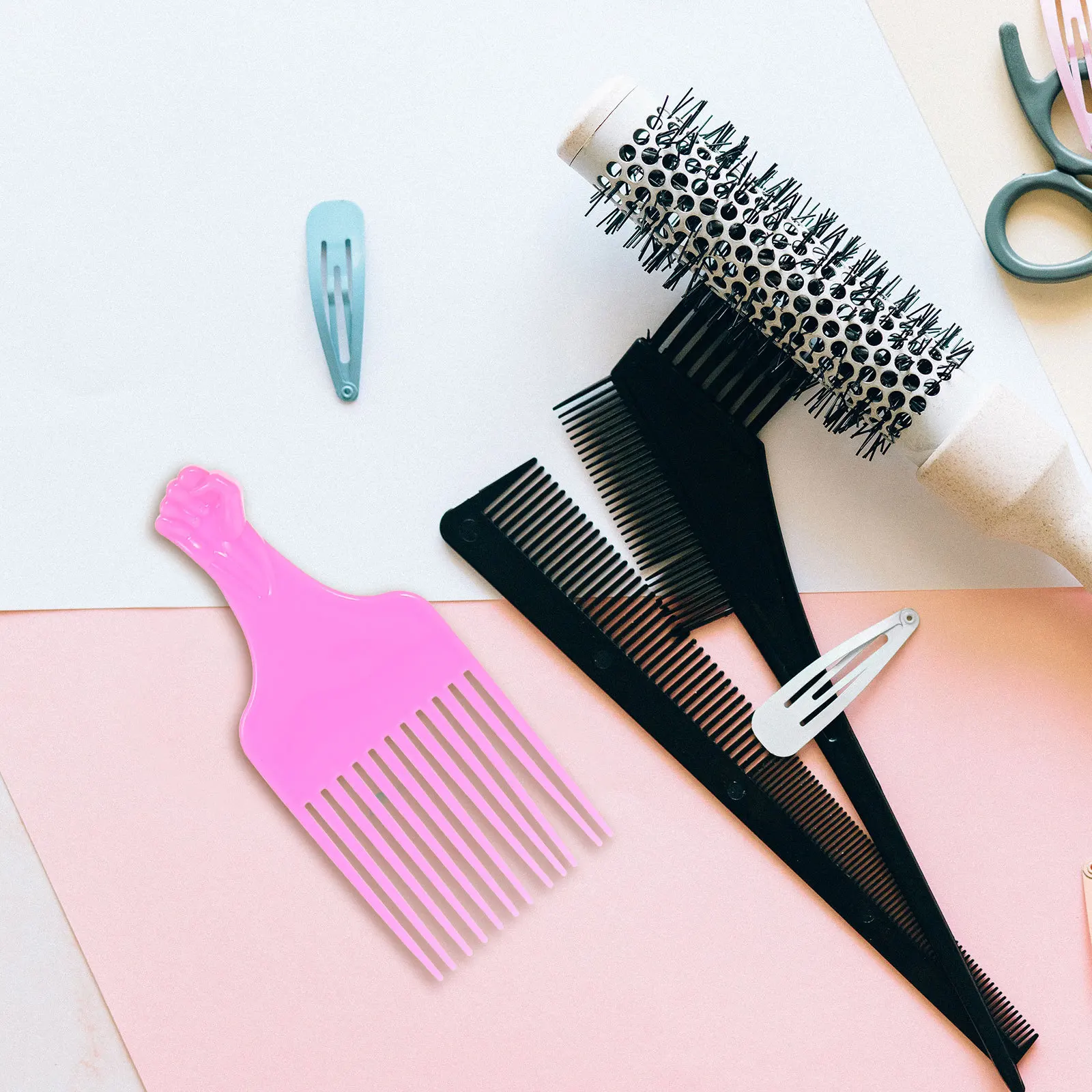 

6pcs Plastic Hair Pick Comb Long Tooth Detangling Comb For Women Men Wide Flat Hair Styling Tool Beard Grooming Accessory