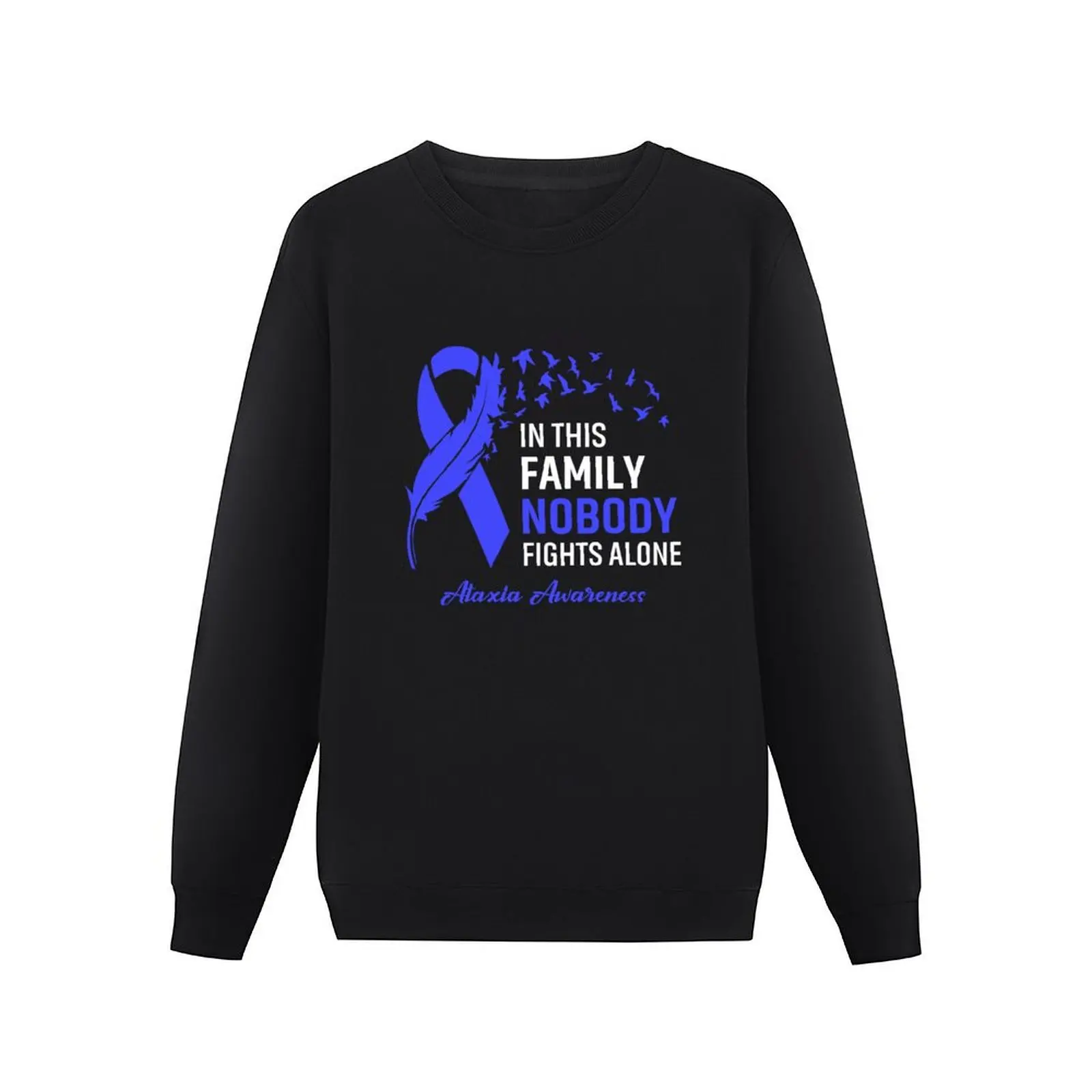 In This Family Nobody Fights Alone Ataxia Awareness Feather Ribbon Pullover Hoodie graphic t shirts men men's sweatshirts