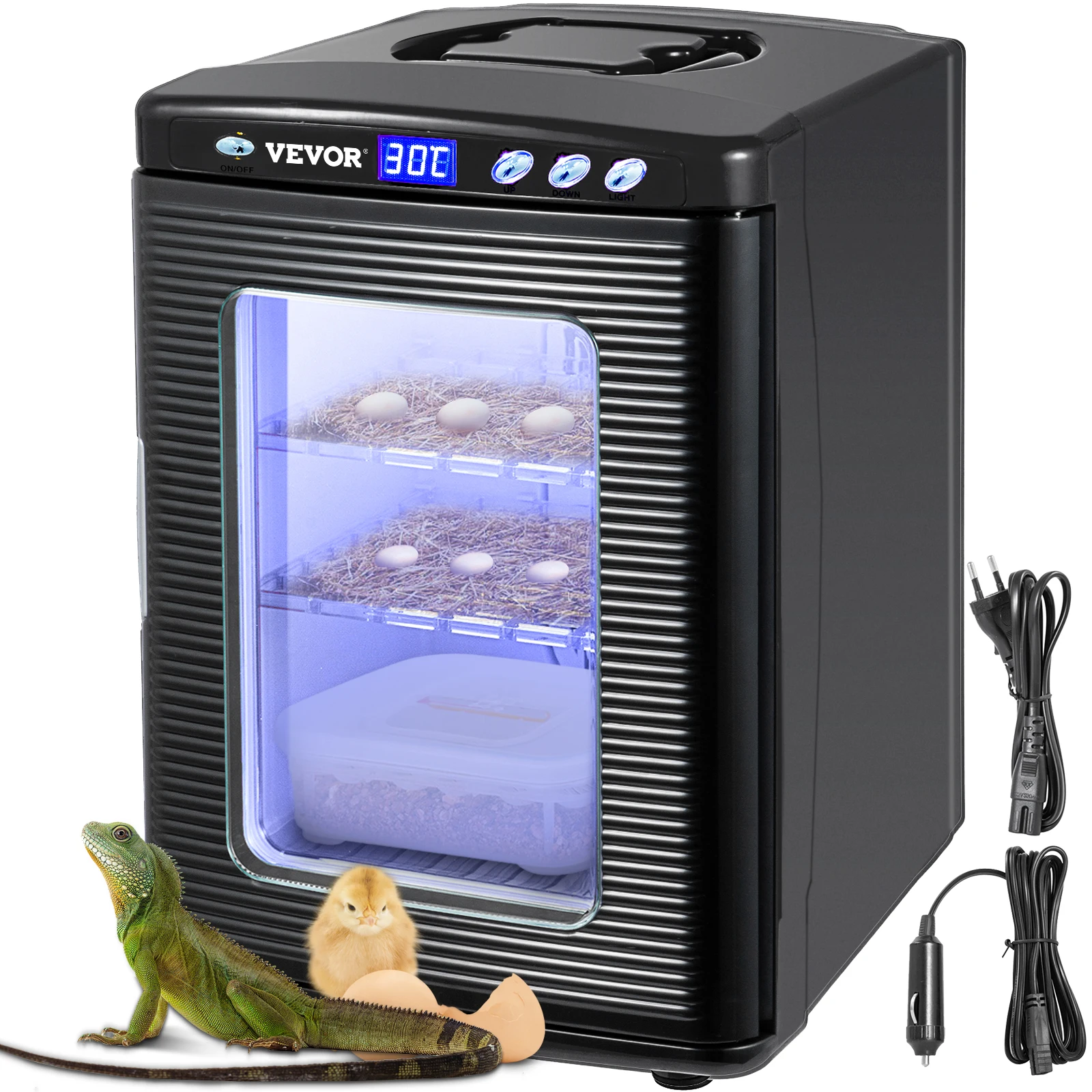 VEVOR 25L Reptile Incubator Digital Egg Incubator Scientific Lab Incubator Cooling and Heating 5-60°C Work for Small Reptiles