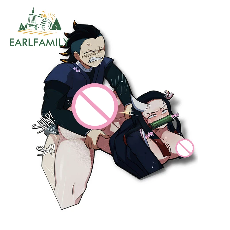 

EARLFAMILY 13cm X 11.4cm for Sexy NSFW Anime Girl Nezuko Slap Car Stickers Waterproof Cartoon Decals Creative Graffiti Decor