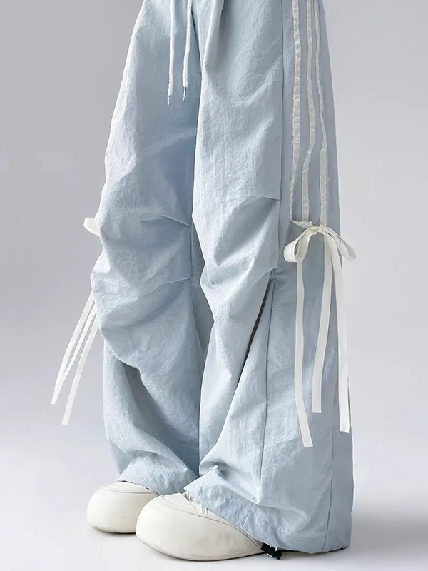 

Blue Knot High Waist Wide Leg Pants Women's Summer Thin Sporty Casual Quick Dry Workwear Trousers plus Size