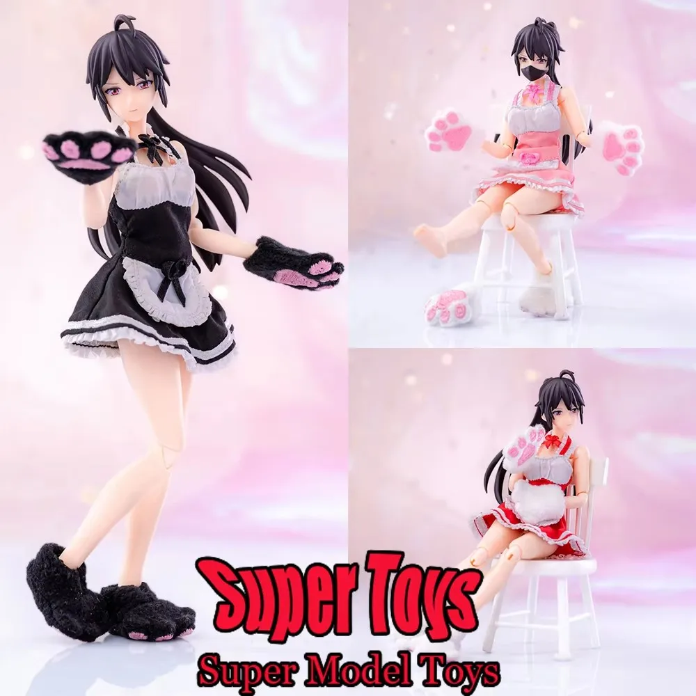 

In Stock HASUKI 1/12 Scale Soldier Mini Dress CS010 Girl Maid Clothes Suit CS011 Cute Cat Claw for 6Inch Action Figure Doll