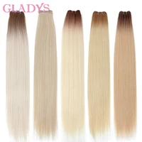 Mechones de pelo liso Gladys de 200g, extensiones de cabello tejido sintético blanco, gris, naranja, 30 pulgadas, cosido en trama completa hasta el extremo