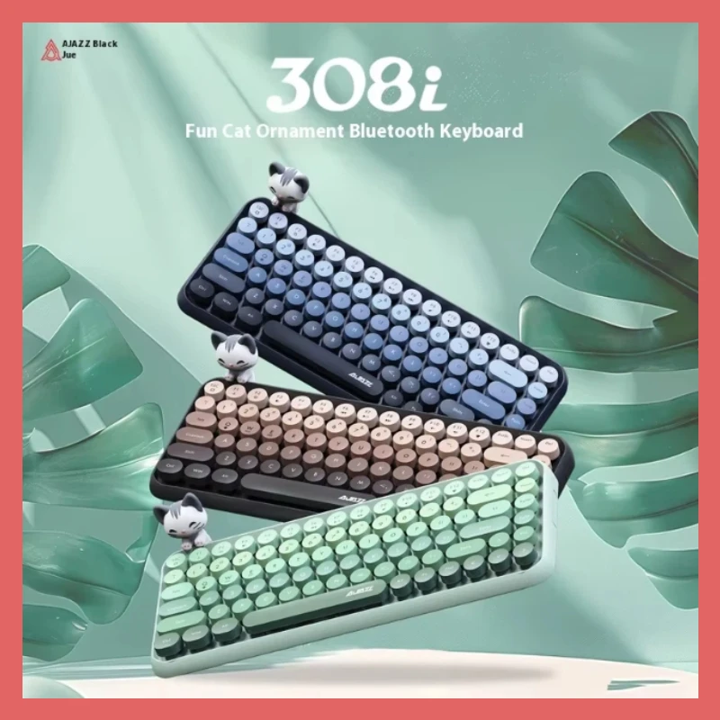 

Ajazz новая клавиатура 308i Polkadot Punk Беспроводная Bluetooth-клавиатура Ipad Телефон Клавиатура для ноутбука Kawaii Girl Компактная клавиатура