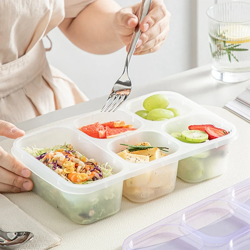 Bento Box Adult Lunch Box 8Pcs,5-Compartment Meal Prep Container For Kids, Reusable Food Storage With Transparent Lid A