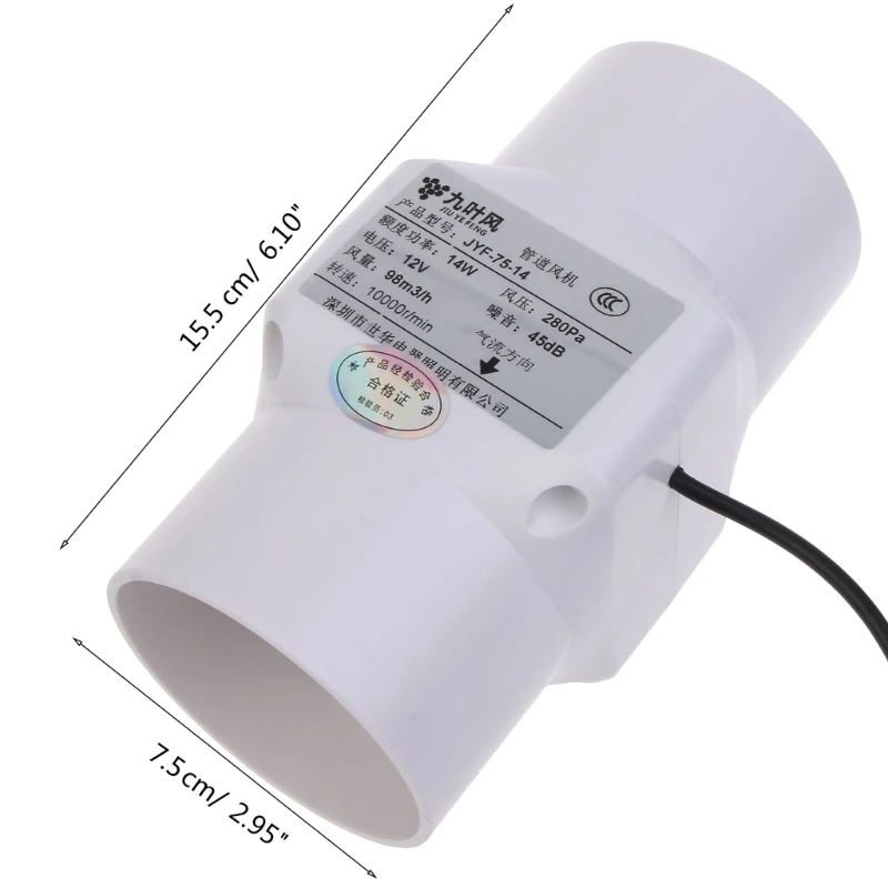 75mm Extractor Fan Duct Hydroponic Air Blower Exhaust Fan Adjustable Speed