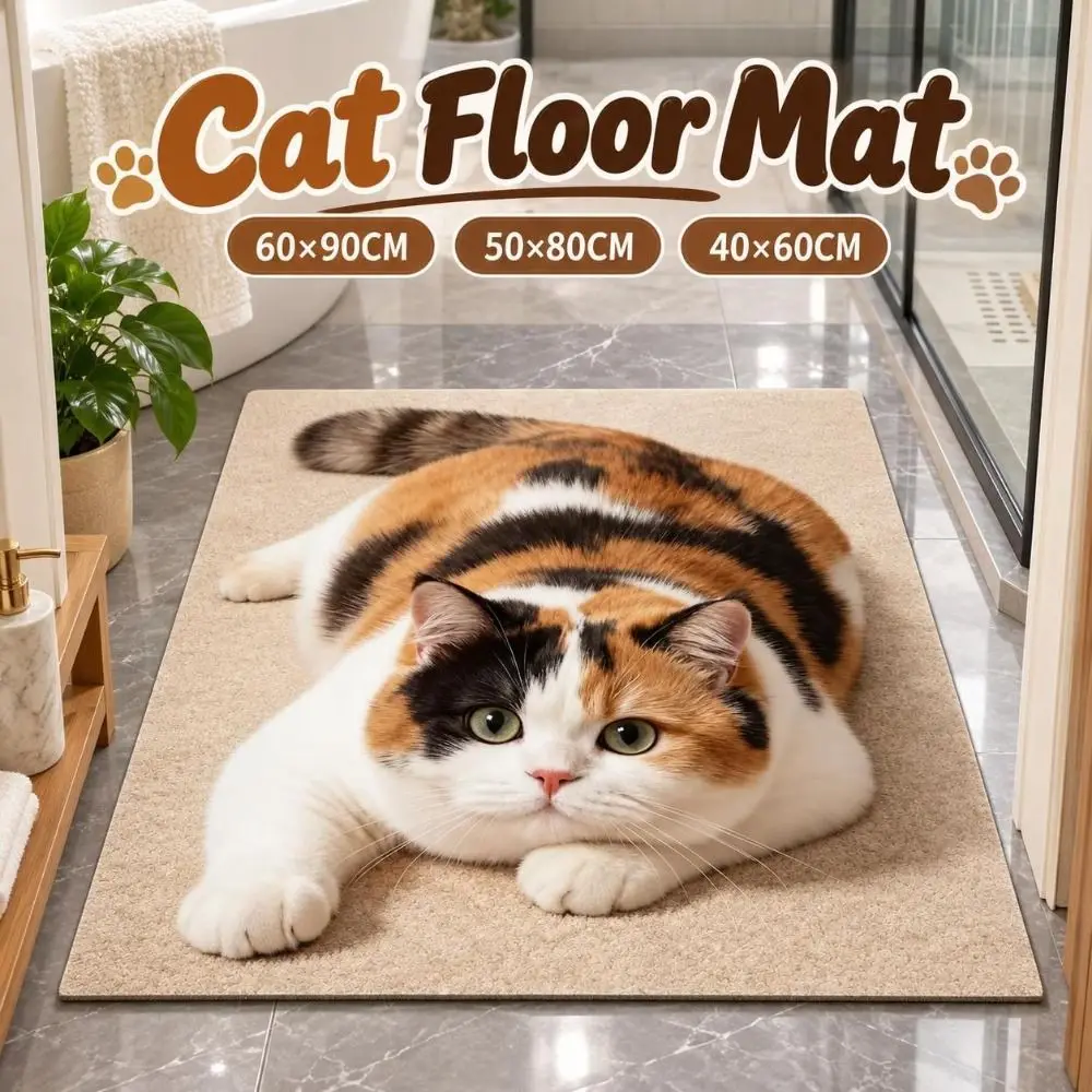 Diatomaceous Earth 3D Cat Floor Mat 40×60CM 50×80CM 60×90CM Non-slip Bathroom Carpet Water-absorbing Washable Bedroom Door Rug