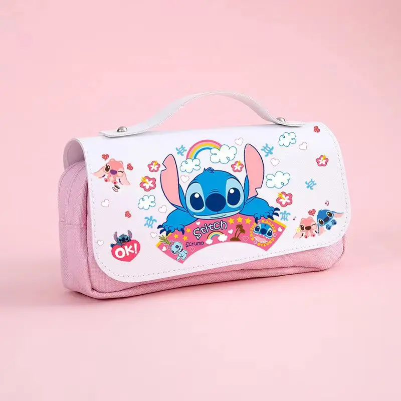 

Kawaii Stitch Pencil Bags Cartoon Animation Peripherals Student Large-Capacity Stationery Box Stitch Printed Pattern Storage Bag