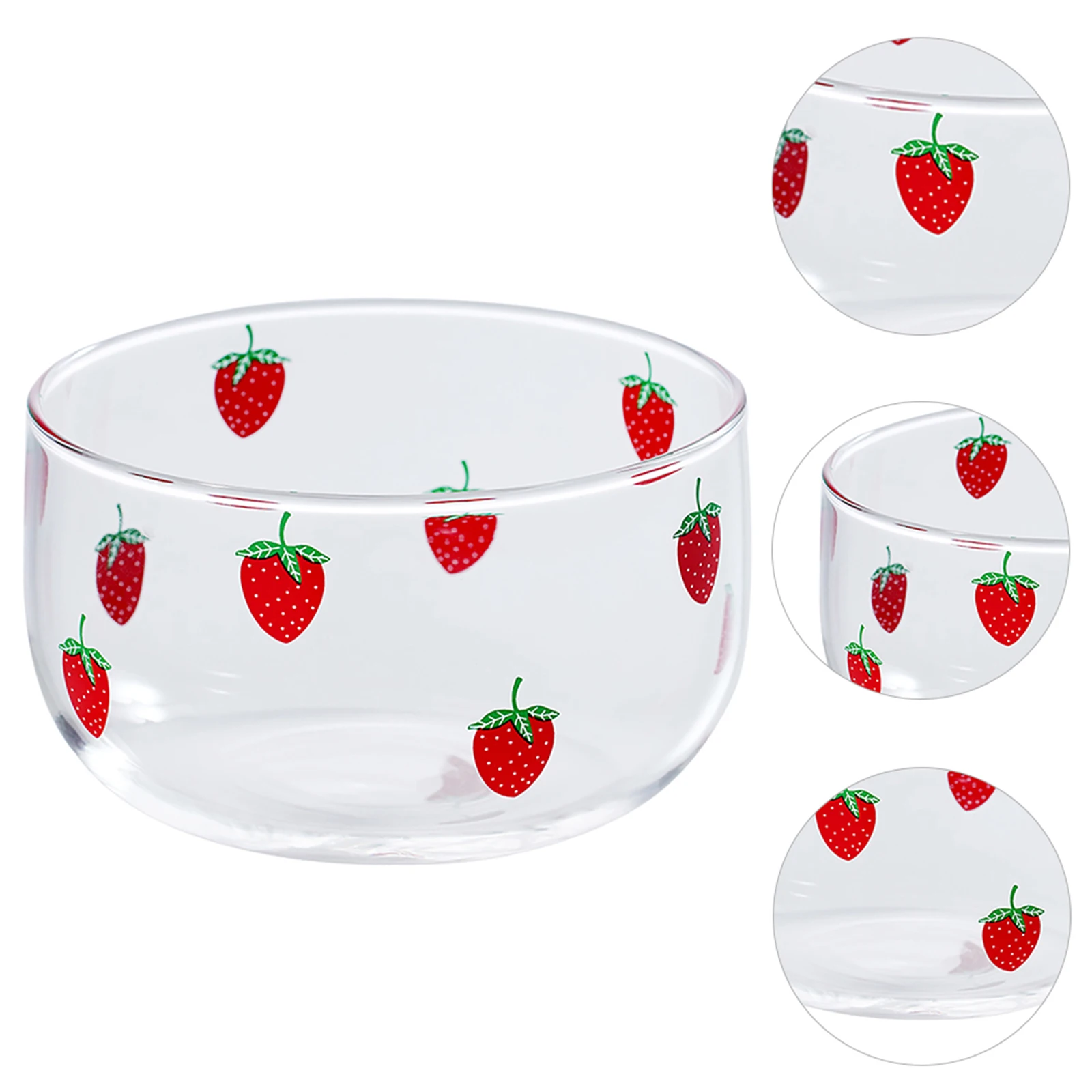 

1Pcs Glass Strawberry Pattern Bowl Transparent Fruit Salad Dessert Plate Nordic Serving Dish Glasss Fruit Plate