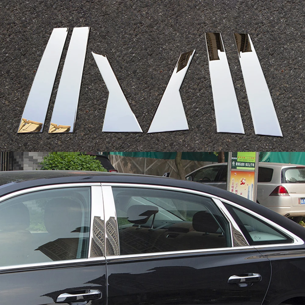 For Audi A6 C8 2019 2020 2021 Car Styling Window B C Pillar Trim Sticker Stainless Steel Decoration Sequins Cover Accessories