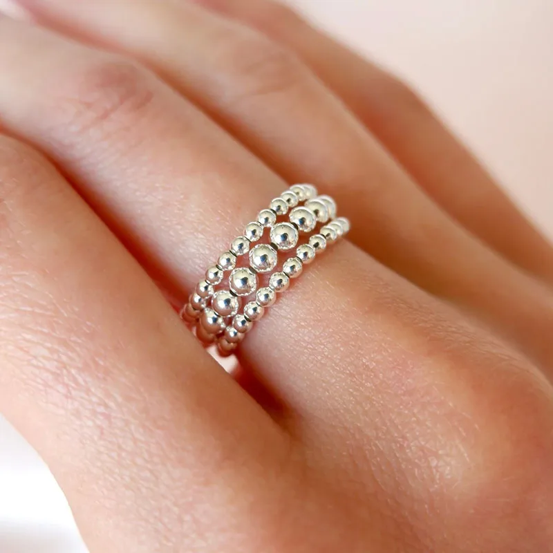 Crystal Ring Stackable  Bead  Boho  Birthstone  Chain Ring - view 2