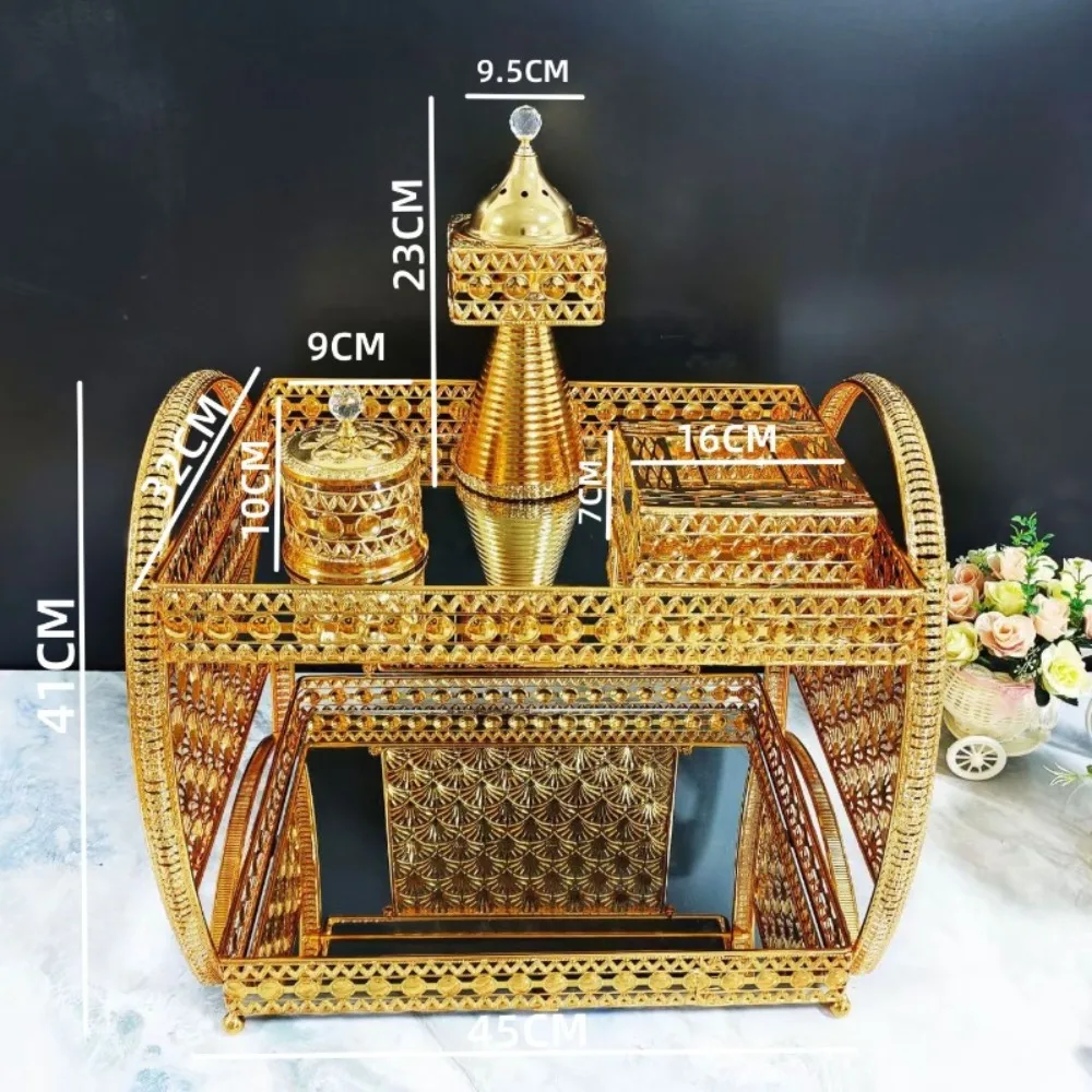 European dining table incense burner set five-star hotel crystal column metal sugar cup grill