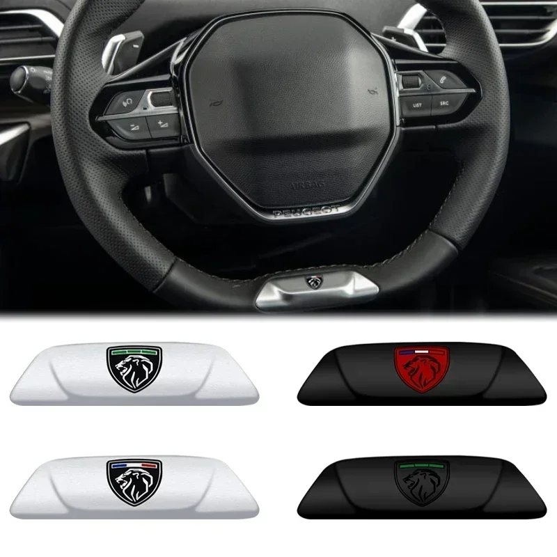 9.1x2.8cm Car Styling Steering Wheel Bottom Metal Sequin Badge Sticker for Peugeot Emblem 508 3008 4008 5008 Interior Decoration