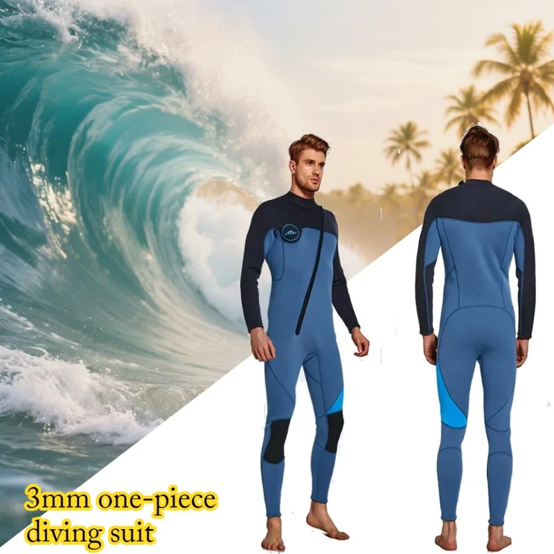 

3mm Neoprene Ultra Stretch Wetsuit Front Zip Full Body Diving Suit One Piece for Men Snorkeling Scuba Diving Swimming Surf