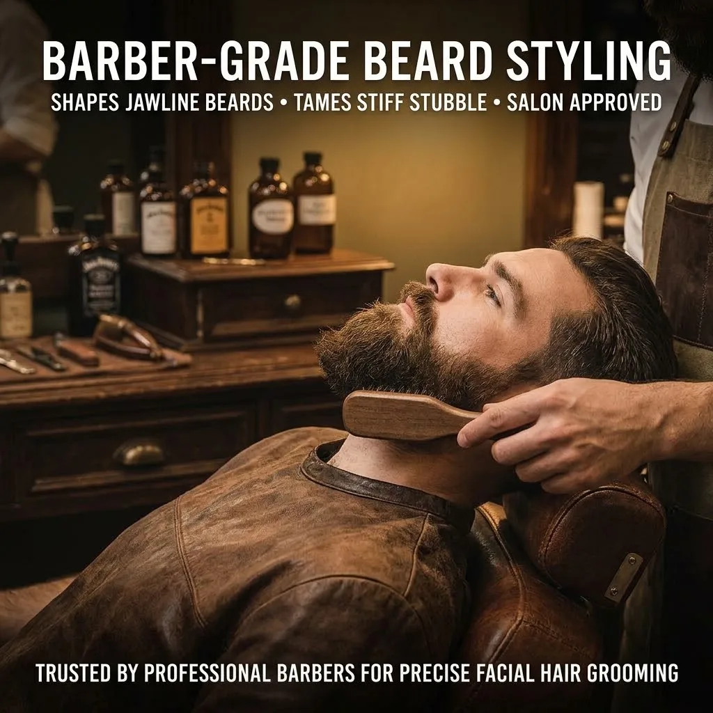 Natural Boar Bristle Beard Brush with Ergonomic Handle