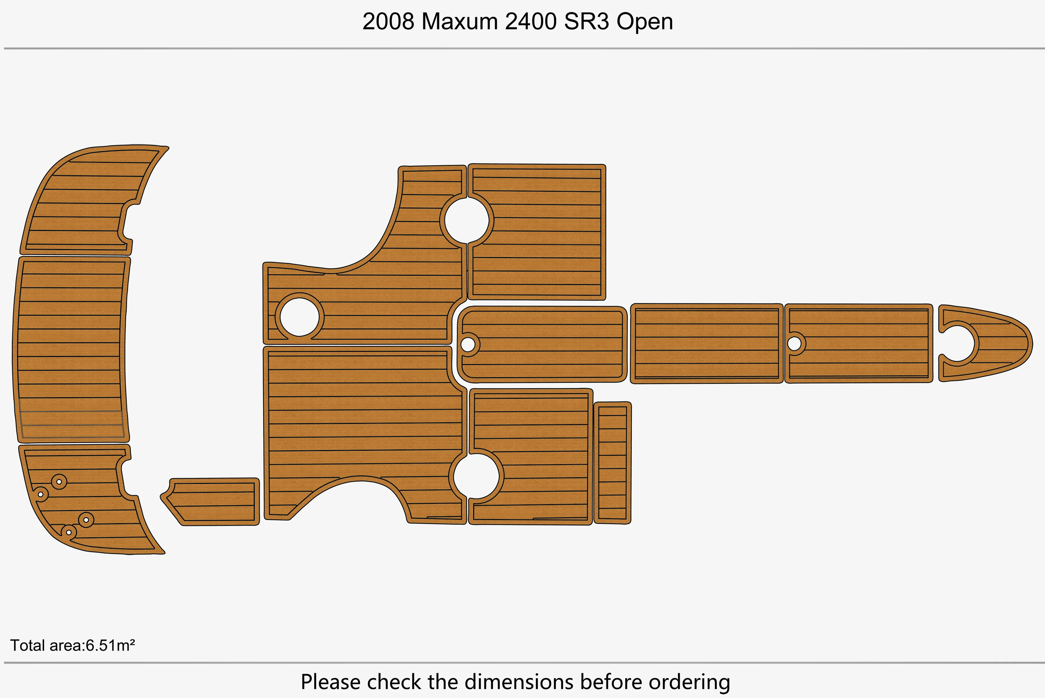 Anti-Skid EVA Faux Teak Self-Adhesive 6mm Boat Decking Pad for 2008 Maxum 2400 SR3 Yacht Cockpit Durable Marine Flooring