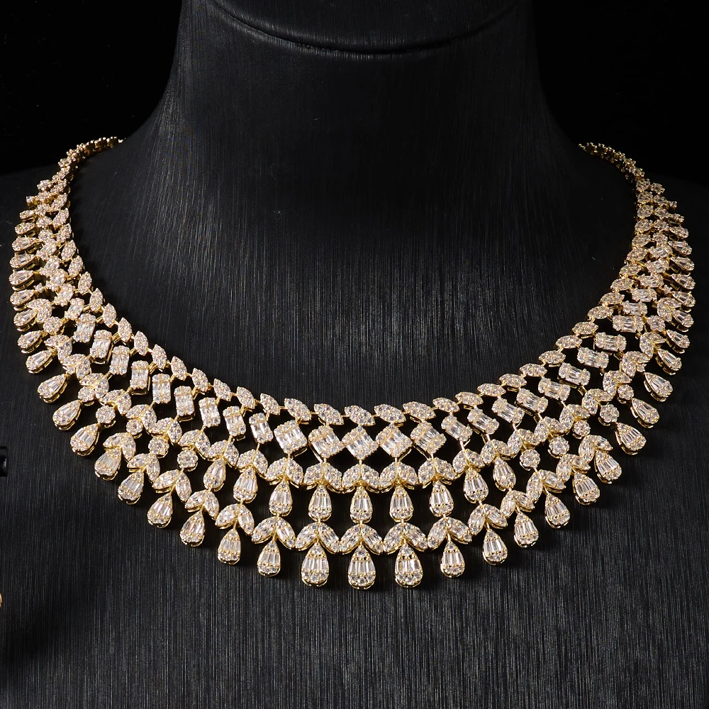 00045 Luxury Bridal Cubic Zirconia Necklace Set for Women Dubai Jewelry Sets  Wedding Jewelry Wedding & Engagement Accessories