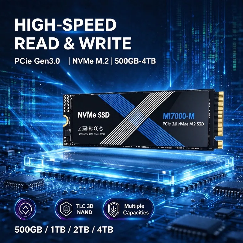MI7000-M 500GB 1TB 2TB 4TB M.2 NVMe SSD PCIe 3.0 Unidade de Estado Sólido Interna de Alta Velocidade Gen3 para PC de Escritório e Laptop Max