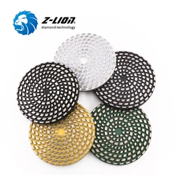 Z-LION 5pcs 5 Inch Diamond Grinding Pads Sintered Metal Bond Hook And Loop Polishing Pads For Concrete Floor Abrasive Wheel