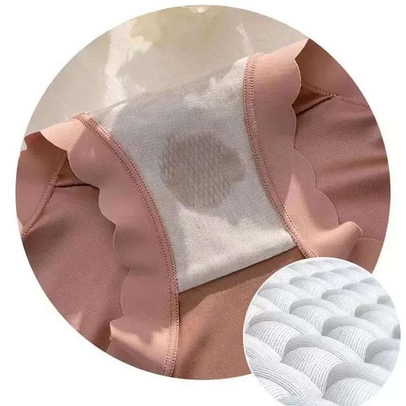 MeooLiisy 3 قطع سراويل داخلية عالية الخصر للنساء سراويل داخلية بسيطة من الحرير الجليدي والساتان بدون خياطة