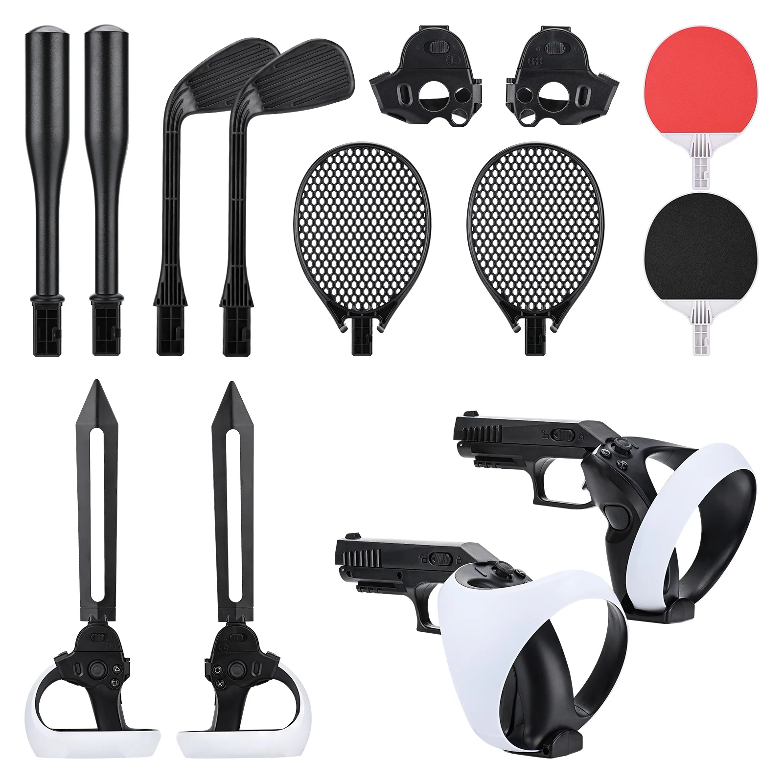 For PSVR2 Controller Accessories 14IN1 PSVR2 Sports Kit with BasebaII bats Golf/TabIe tennis rackets Lightsabers Game pistols