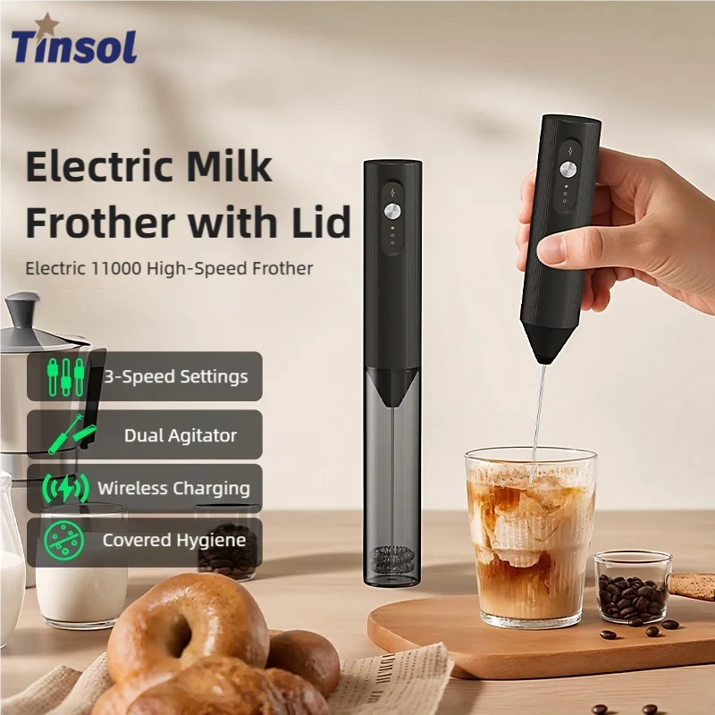 Thermoelectric Milk Frother + Wireless Type-C Charging Three-Speed Adjustable mini Handheld Coffee Mixer Speed 14000rpm Cooking