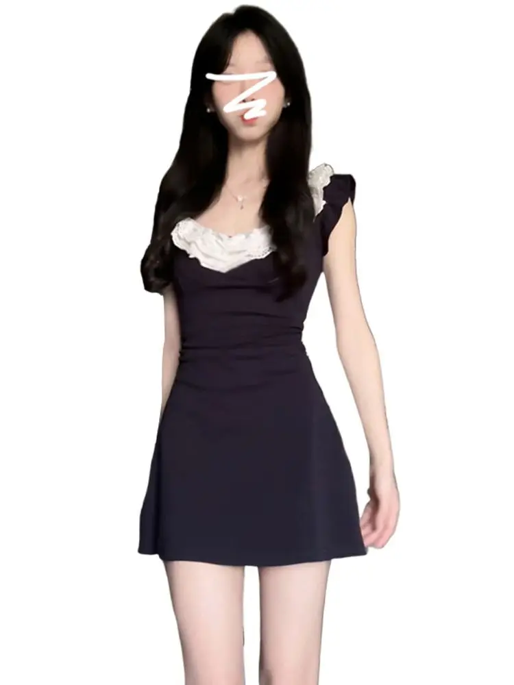 Vestidos sem mangas vestido feminino alt verão linho ditsy bolinhas padrões impressos em camadas plissado babado flowy leve picante