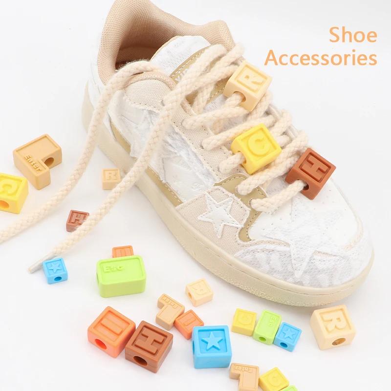 1Pcs Square Building Blocks Shoelaces Buckle Shoe Decoration Kid Adult Cute  Ornaments For Casual Shoes Sneaker Lace Accessories