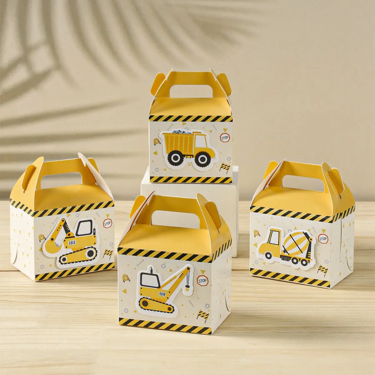Construction Theme Gift Boxes Boys Birthday Party Decoration Excavator Vehicle Birthday Candy Cookie Boxes Baby Shower Decor