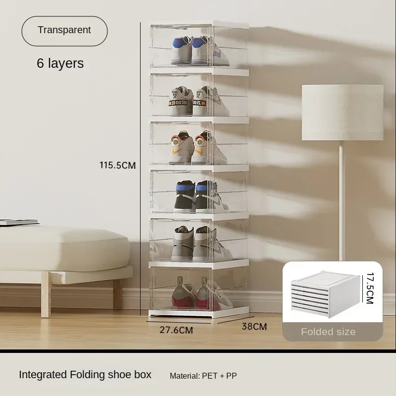 

Installation-free Foldable Shoe Box Clamshell Shoe Rack Integrated Transparent Cabinet Storage Box Plastic Simple Shoe Rack