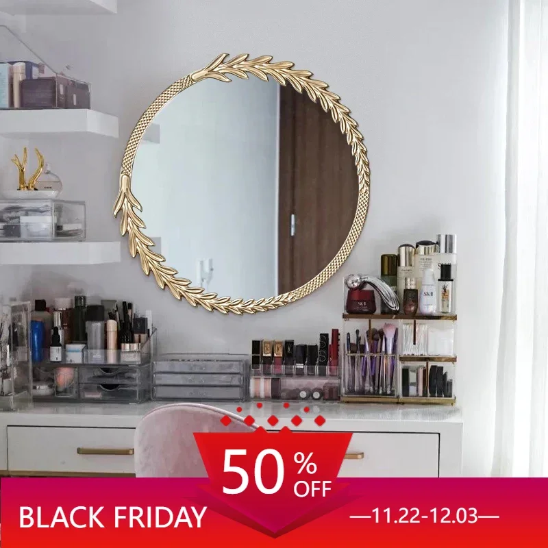 Round desk mirror Wall Mirrors Irregular Elegant nordicc Vintage Bathroom Mirror Elegant Large Macrame Miroir Mural Decoration