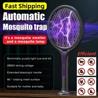 2-in-1 Electric Shock Mosquito Swatter Household Retractable Rechargeable Mosquito Killer Lamp Outdoor Mosquito Repellent New
