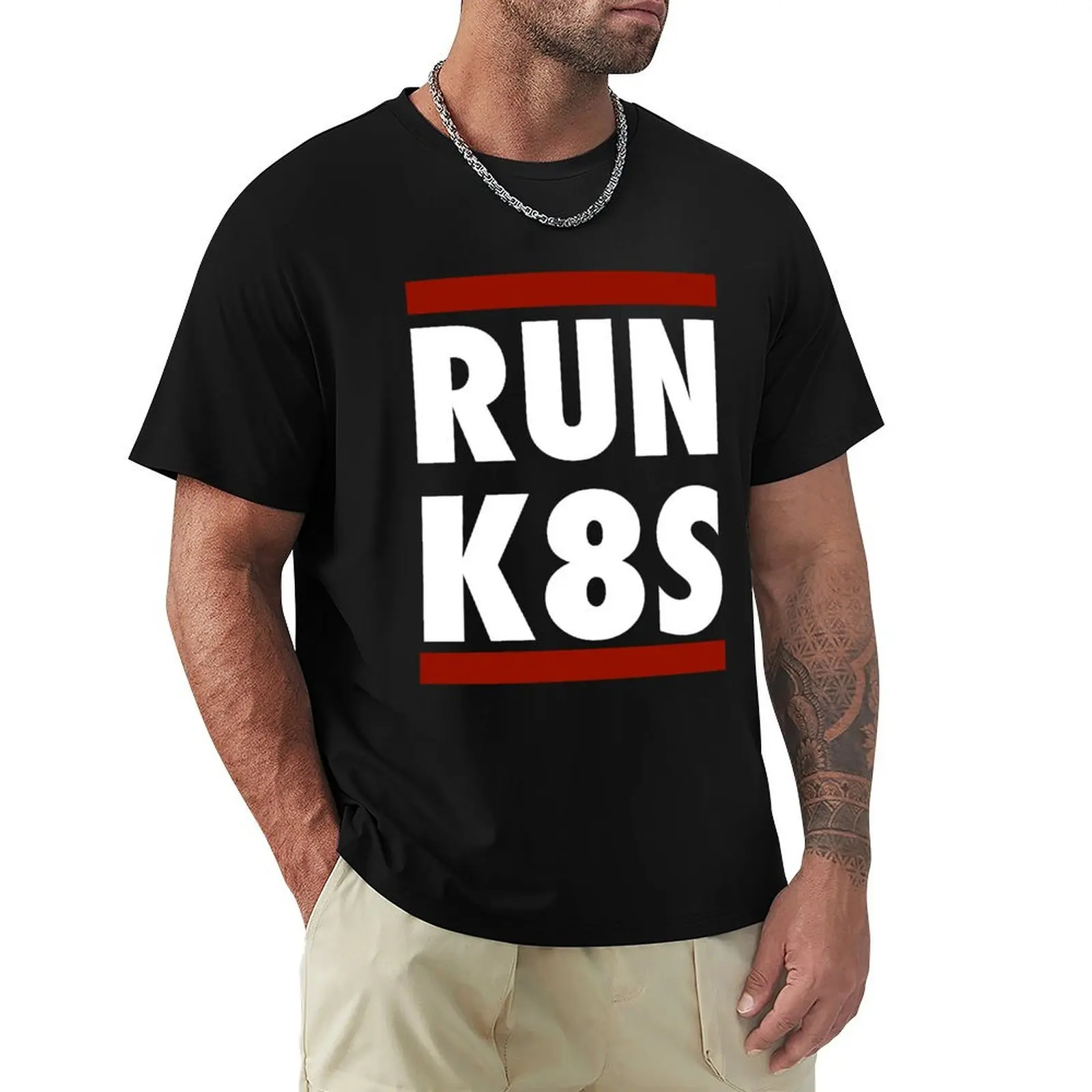 Футболка Run K8S, аниме футболка, корейская мода, Мужская футболка