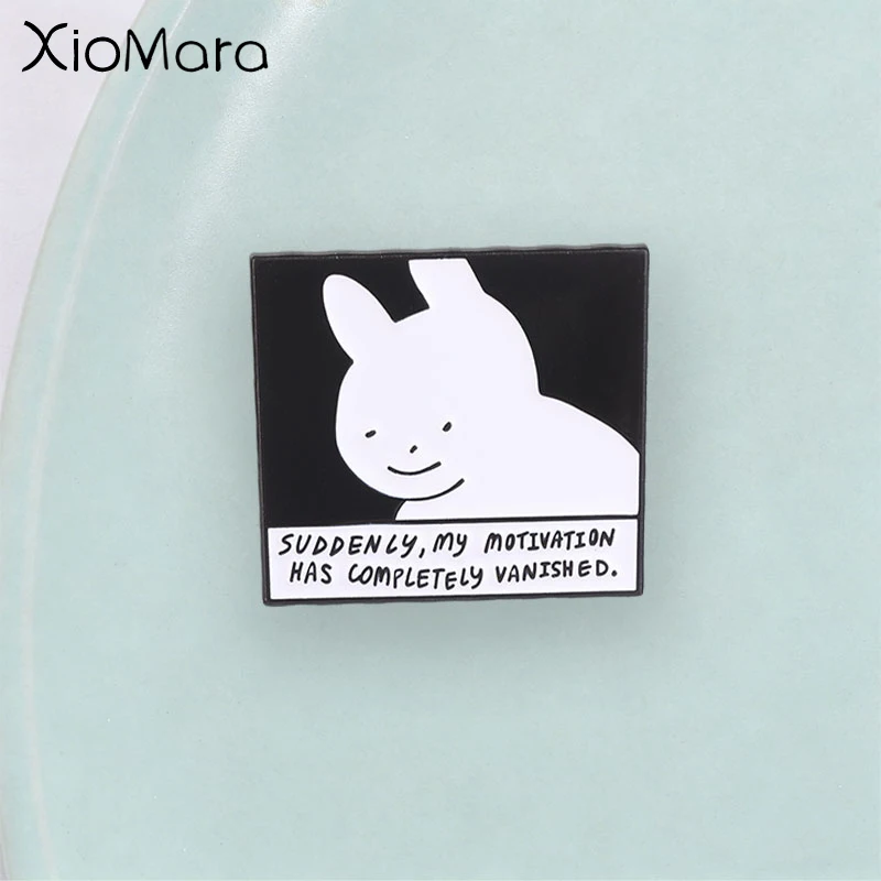 Lustiger Cartoon-Hasen-Emaille-Pin und handgeschriebenes Design-Abzeichen, modisches Accessoire für Kleidung und Rucksäcke, Geschenk für Freunde