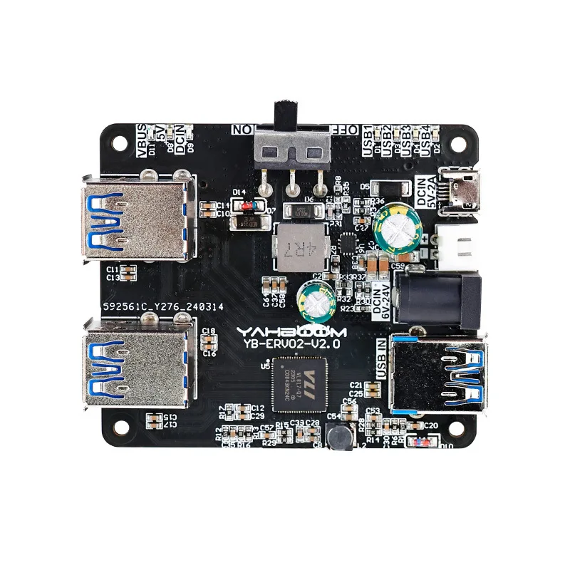 Placa de expansión de concentrador Raspberry Pi/Jetson Nano USB 3.0 - Base de coche robot ROS con divisor multipuerto