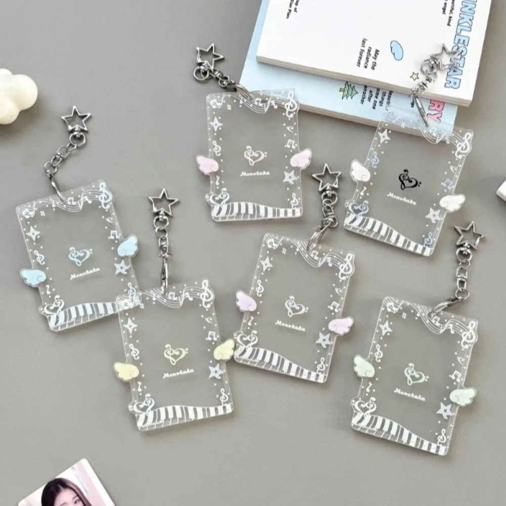 Cute Acrylic Photocard Holder Transparent Pendant Photo Card Protector Portable Music Card Sleeve For Bank Card