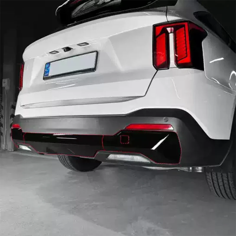 كيا سورينتو MQ4 2024 2025 2026 المصد الخلفي للسيارة إطار زخرفي ثلاث مراحل سبويلر أمامي مادة ABS أسود لامع