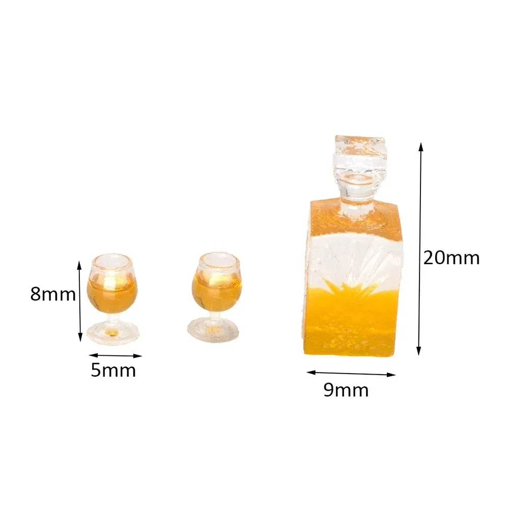 1/12 دمية مصغرة الملحقات زجاجة نبيذ صغيرة كأس مجموعة محاكاة المشروبات نموذج لدمية ديكورات منزلية