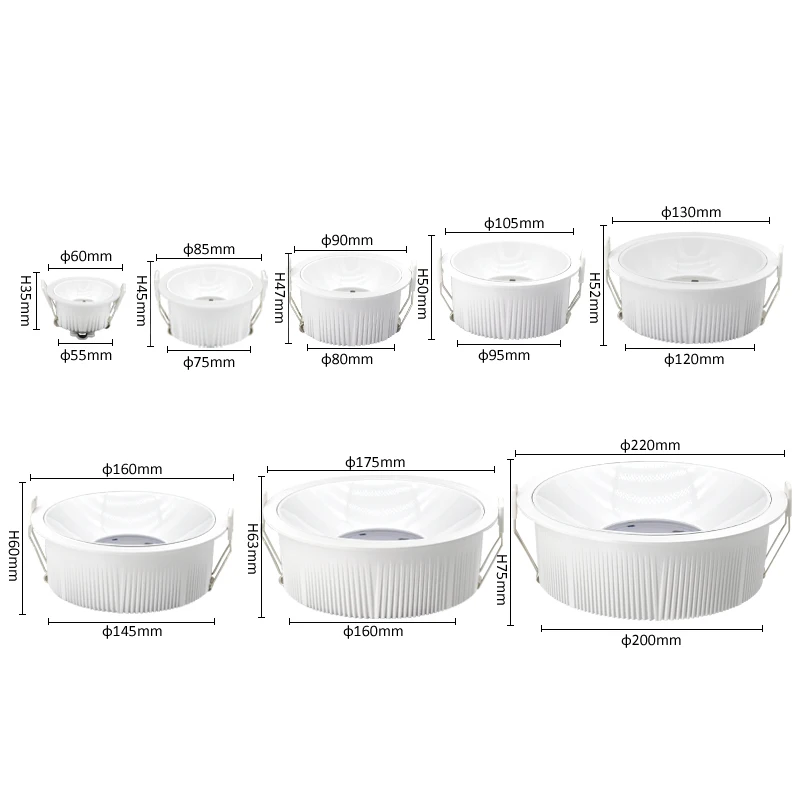 12W Indoor Anti-Glare COB Downlight Hotel Home Aluminium Recessed Ceiling Light IP44 Rating 7W COB Anti-Glare Downlight