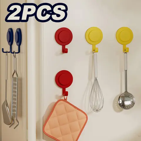 2PCS Multi-Color Magnetic Storage Hooks Non Perforated Refrigerator Magnetic Hook Key Towel Storage Holder Wall Mount Hangers