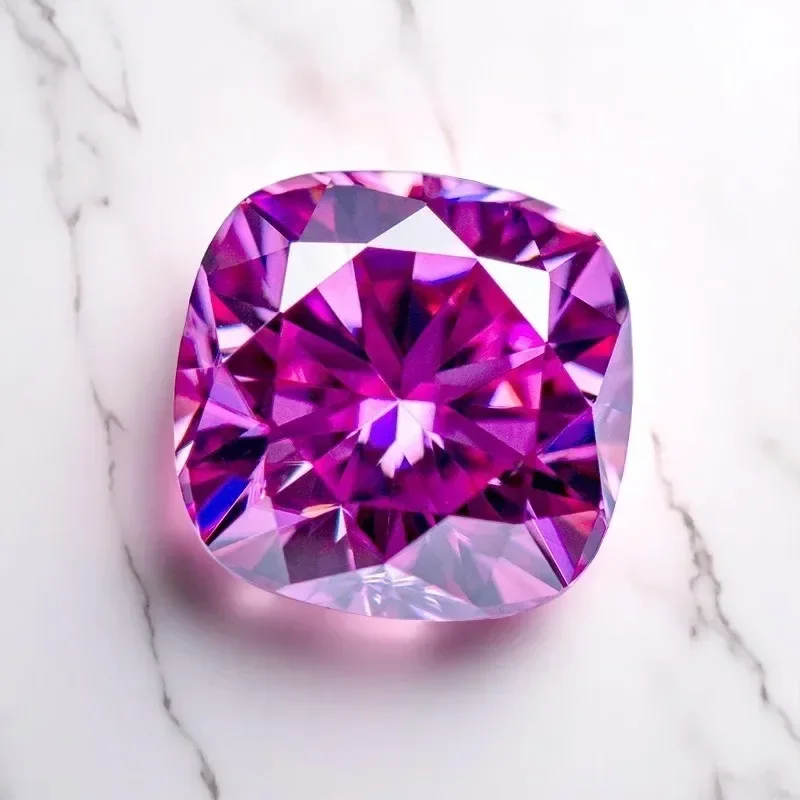 

L-розовый цвет, муассанит, камень, подушка, огранка, Lab Grow Diamond, женское кольцо «сделай сам», ожерелье, серьги, основные материалы с сертификатом