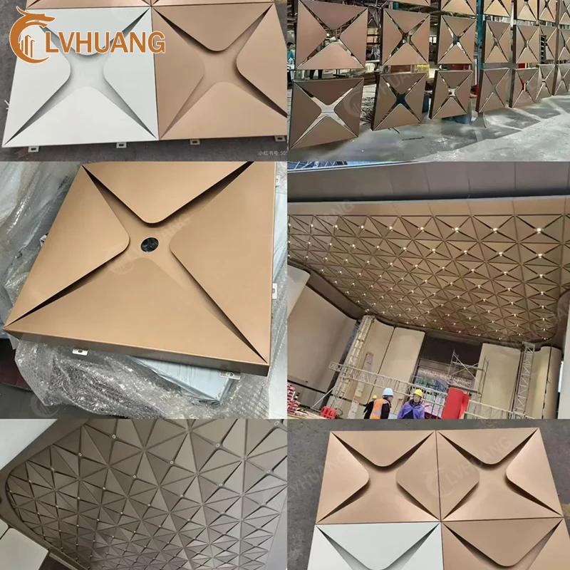 Golden Customized 3D Aluminum/Stainless Steel Metal Ceilings; Ceiling Tiles Are Also Available for Hotel Lobbies