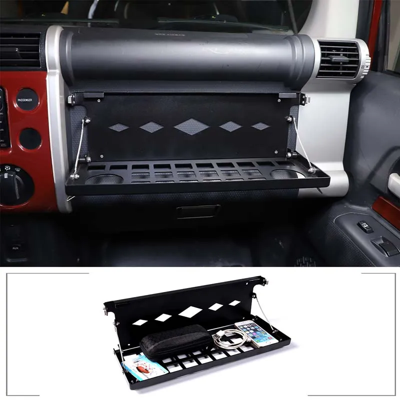 For 2007-2021 Toyota FJ Cruiser  Car Co-Pilot Storage Rack Multifunctional Folding Food Cup Tray Holder Car Interior Accessories